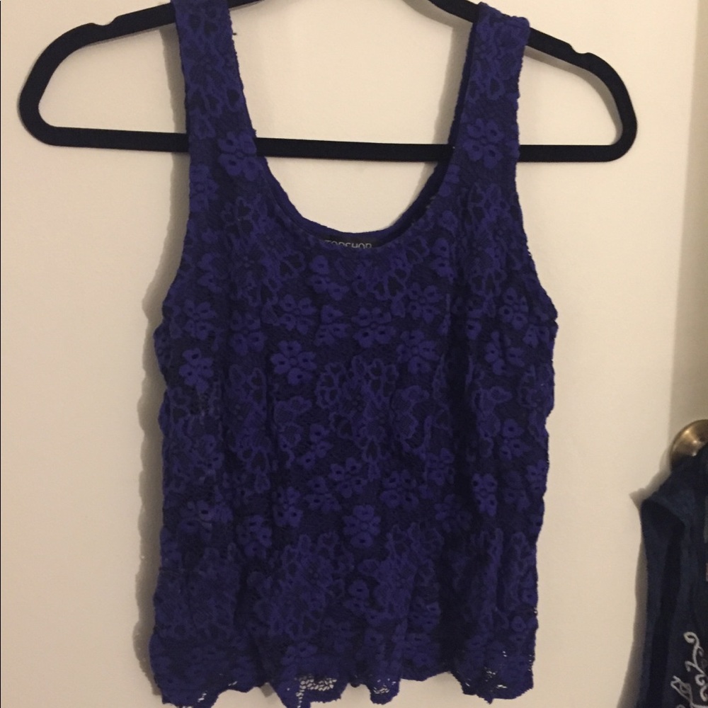 Top shop purple and black lace tank